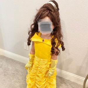 Complete Belle costume (dress, shoes, wig, jewelry, gloves)